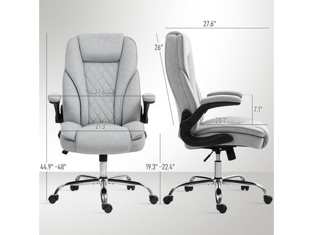HOMCOM High Back Office Chair, Executive Desk Chair with Swivel Wheels, Flip-up Armrest, Adjustable Height, Modern Diamond Fabric Computer Chair...