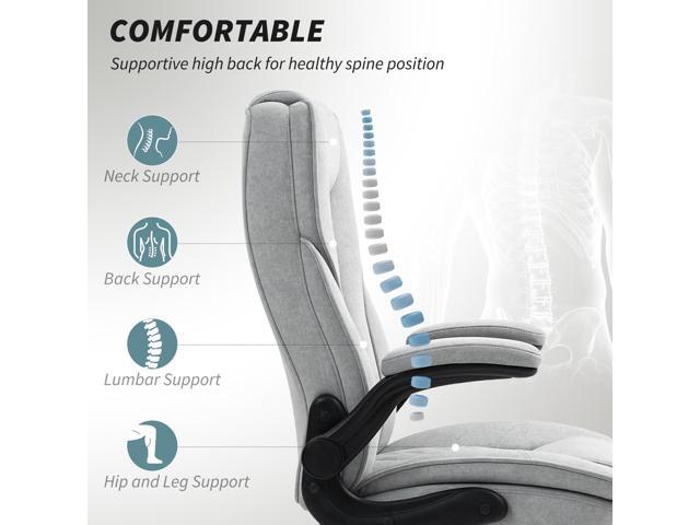HOMCOM High Back Office Chair, Executive Desk Chair with Swivel Wheels, Flip-up Armrest, Adjustable Height, Modern Diamond Fabric Computer Chair...