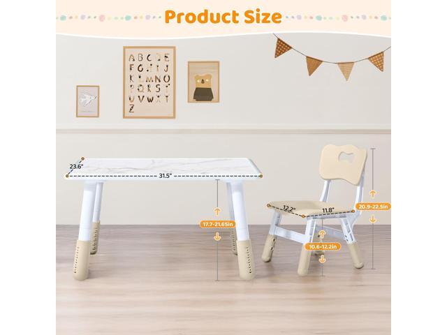 Adjustable Kids Table and 4 Chair Set, Height Adjustable Multi-Activity Play Desk, Marble Graffiti Design, Preschool Montessori Art & Craft...