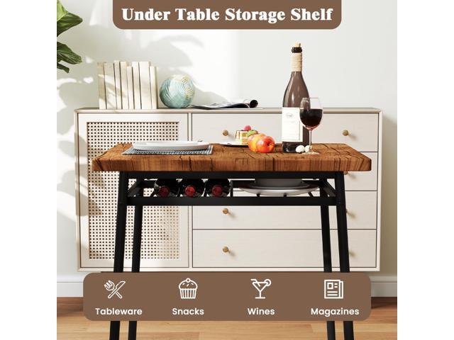 Giantex 3-Piece Dining Table Set, Kitchen Table Chairs Set with Dinner Table, Storage Rack, Metal Frame, Space-Saving Dinette Set for Breakfast...