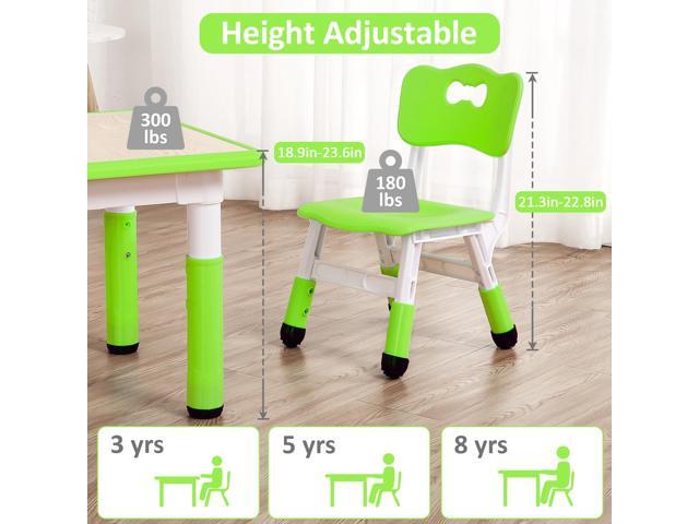 Toddler Table and Chairs Set for 4, 23.6''L x 23.6''W Kids Study Table and Chair Set, Height-Adjustable, Graffiti Desktop, Children Activity Table...