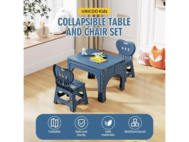 UNICOO Kids Folding Table and Chairs Set, Kids Table and Chairs Foldable, Foldable Activity Table, Portable Picnic Table, Ideal for Indoor and...