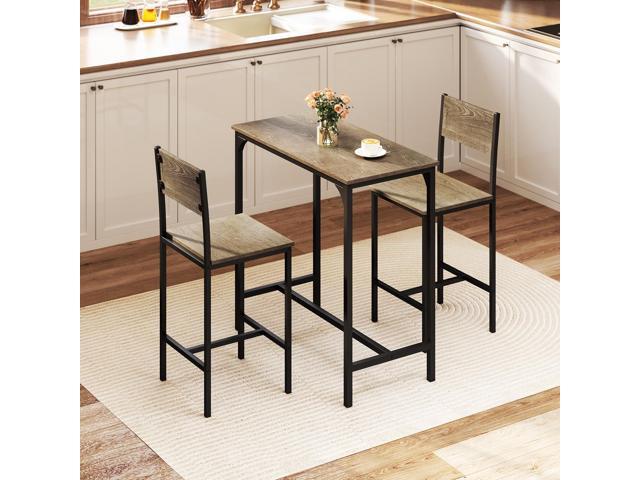 Giantex 3-Piece Bar Table and Chair Set with 2 Counter Height Bar Stools, Breakfast Nook Table Set for Small Space, Dinette, Pub, Kitchen,...