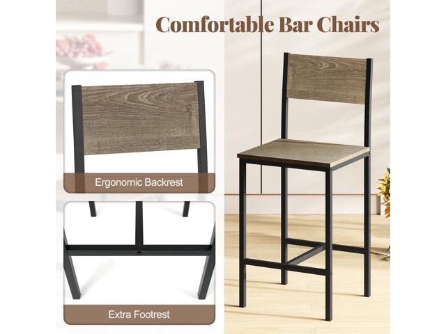 Giantex 3-Piece Bar Table and Chair Set with 2 Counter Height Bar Stools, Breakfast Nook Table Set for Small Space, Dinette, Pub, Kitchen,...