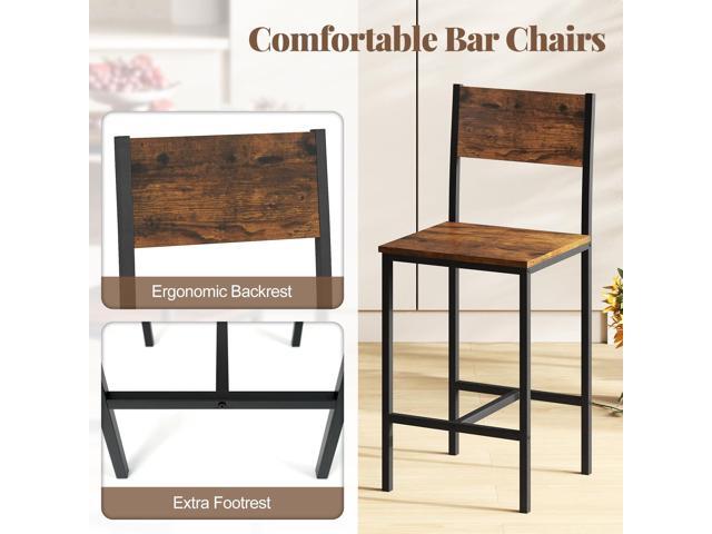 Giantex 3-Piece Bar Table and Chair Set with 2 Counter Height Bar Stools, Breakfast Nook Table Set for Small Space, Dinette, Pub, Kitchen,...