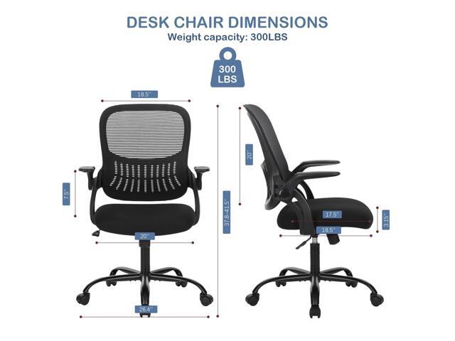 Office Ergonomic Desk Chair, Mesh Comfy Computer Work Chair with Flip-up Armrests and Adjustable Lumbar Support, Rolling Swivel Executive Task...