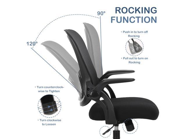 Office Ergonomic Desk Chair, Mesh Comfy Computer Work Chair with Flip-up Armrests and Adjustable Lumbar Support, Rolling Swivel Executive Task...