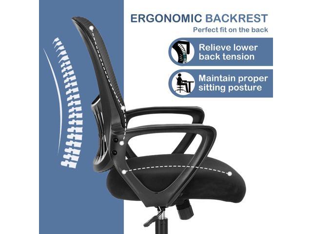 Office Ergonomic Desk Chair, Mesh Comfy Computer Work Chair with Armrests and Adjustable Lumbar Support, Rolling Swivel Executive Task Chair for...