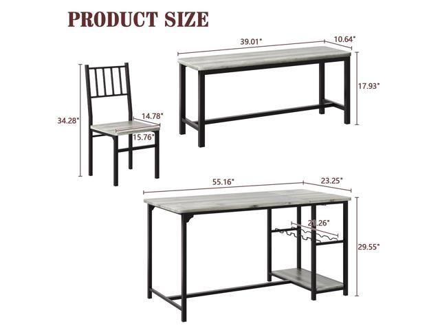 4 EVER WINNER Dining Table Set for 4, 55' Kitchen Table Set with Storage Shelf, Wine Rack & Wine Glasses Holder, Breakfast Table Set for 4 with...