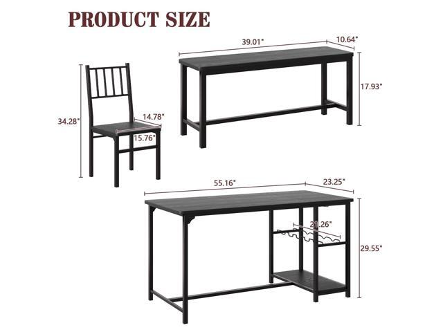 4 EVER WINNER Dining Table Set for 4, 55' Small Kitchen Table with Wine Rack & Wine Glasses Holder, Dining Room Table Set with 2 Chairs and Bench...