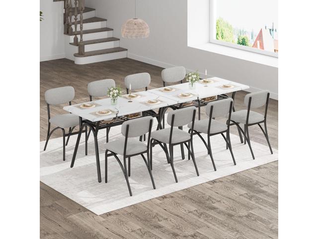 Modern 5-Piece Dining Table Set with Storage - 43.3' Kitchen Table & 4 Upholstered Chairs, Small Space Dining Furniture Set for Breakfast Nook,...
