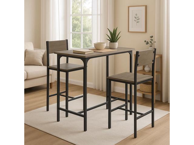 Tangkula 3 Piece Counter Height Bar Table Set, Pub Table and Chairs Set of 2, High Top Console Table with Stools for 2, Space-Saving Dinette Set...