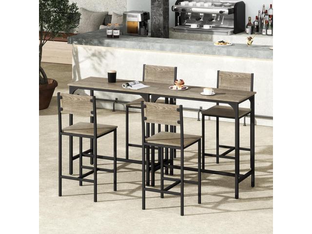 Tangkula 3 Piece Counter Height Bar Table Set, Pub Table and Chairs Set of 2, High Top Console Table with Stools for 2, Space-Saving Dinette Set...