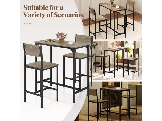 Tangkula 3 Piece Counter Height Bar Table Set, Pub Table and Chairs Set of 2, High Top Console Table with Stools for 2, Space-Saving Dinette Set...
