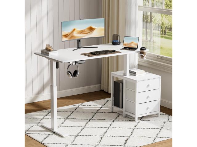 REAHOME Electric Standing Desk with Drawers, 55 x 24 Inches Height Adjustable Sit Stand Desk with Storage, 3 Memory Preset Home Office Computer...
