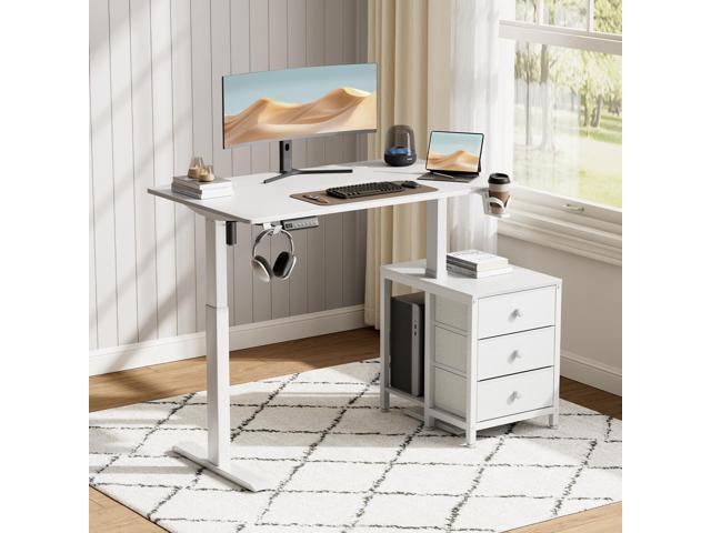 REAHOME Electric Standing Desk with Drawers, 47 x 24 Inches Height Adjustable Sit Stand Desk with Storage, 3 Memory Preset Home Office Computer...