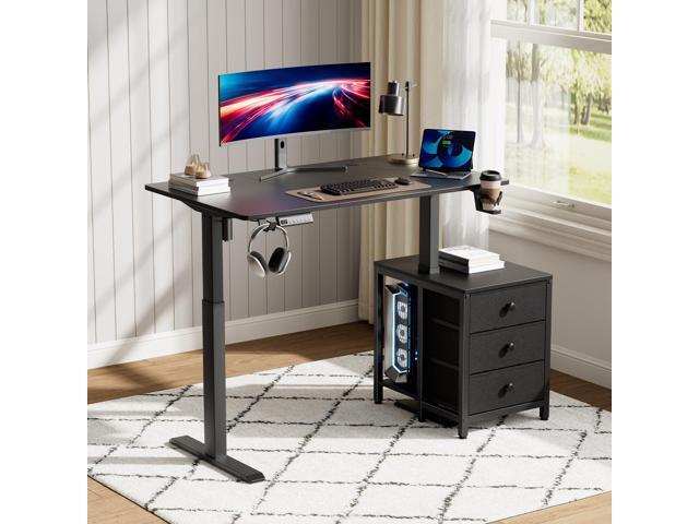 REAHOME Electric Standing Desk with Drawers, 47 x 24 Inches Height Adjustable Sit Stand Desk with Storage, 3 Memory Preset Home Office Computer...