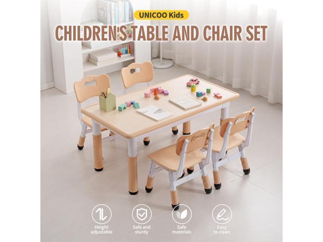 Unicoo Kids Table and Chairs Set, Height Adjustable Multi-Activity Preschool Table with Graffiti Desktop for Ages 2-8 Versatile Kids Tables for...