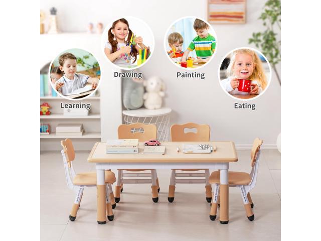 Unicoo Kids Table and Chairs Set, Height Adjustable Multi-Activity Preschool Table with Graffiti Desktop for Ages 2-8 Versatile Kids Tables for...