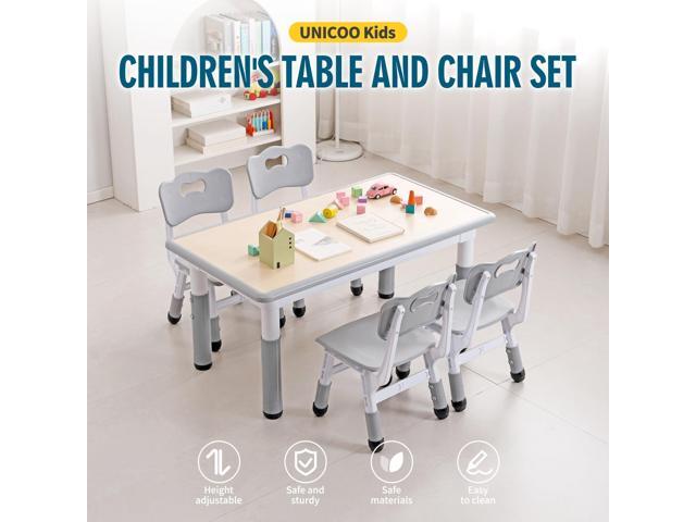 UNICOO Kids Table and Chairs Set, Height Adjustable Multi-Activity Preschool Table with Graffiti Desktop for Ages 2-8 - Versatile Kids Tables for...