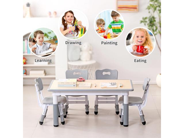 UNICOO Kids Table and Chairs Set, Height Adjustable Multi-Activity Preschool Table with Graffiti Desktop for Ages 2-8 - Versatile Kids Tables for...