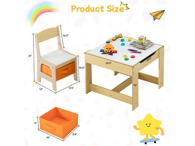 Kids Table and Chair Set, 3 in 1 Wooden Activity Table with Detachable Tabletop, Toddler Table and Chair Set with Storage Drawer, Kids Play Table...