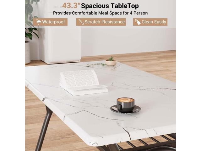 Dining Table Set for 4, Kitchen Table and Chairs Set of 4 with Boucle Chairs, Small Kitchen Table Set for 4, Modern Rectangular Dining Table with...