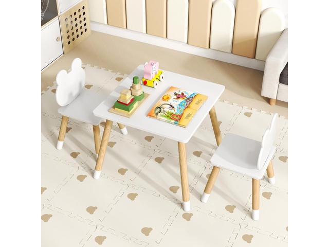 Costzon Kids Table and Chairs, Wooden Toddler Desk Set for Play, Art, Craft, Reading, Learning and Eating, Multi-Activity Table and Chairs for...