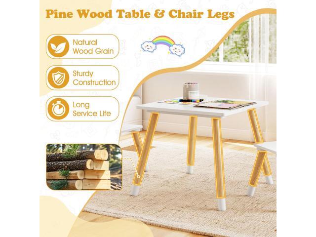 Costzon Kids Table and Chairs, Wooden Toddler Desk Set for Play, Art, Craft, Reading, Learning and Eating, Multi-Activity Table and Chairs for...