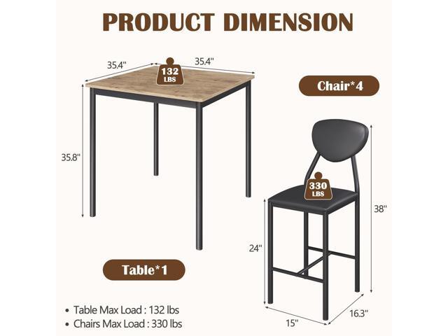 EROMMY Dining Table Set for 4, Modern Kitchen Table and Chairs with PU Leather Upholstery, Wood Dining Table with Chairs for Small Space, Dining...