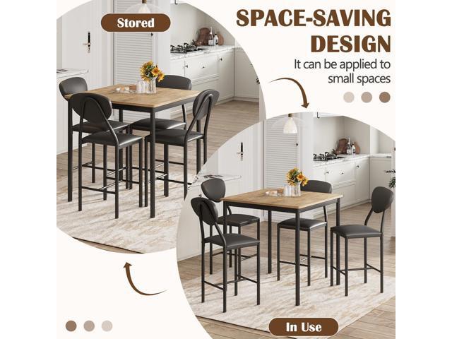 EROMMY Dining Table Set for 4, Modern Kitchen Table and Chairs with PU Leather Upholstery, Wood Dining Table with Chairs for Small Space, Dining...