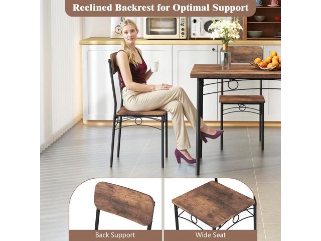 Giantex Dining Table Set for 4, Rectangle Kitchen Table and 4 Farmhouse Dining Chairs with Heavy-Duty Metal Frame, Wood Grain Surface,Space-Saving...