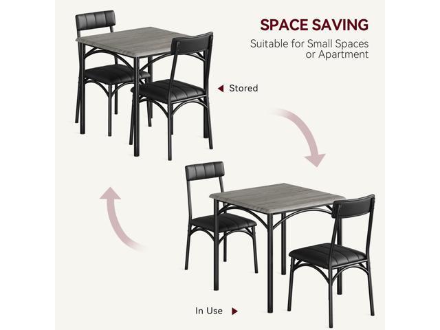 Dining Table Set for 2, 3 Pieces Square Kitchen Table with Upholstered Chairs, Small Space Dining Set for 2 Adults/Kids