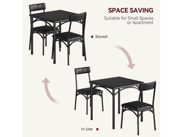 Dining Table Set for 2, 3 Pieces Square Kitchen Table with Upholstered Chairs, MDF Thickened Tabletop, Small Space Dining Set for 2 Adults/Kids,...