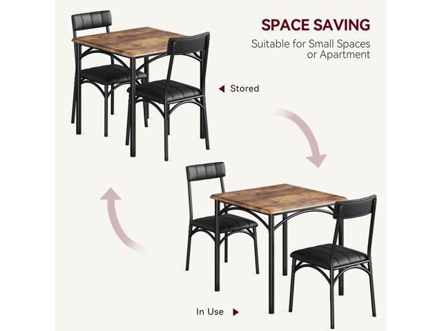 Dining Table Set for 2, 3 Pieces Square Kitchen Table with Upholstered Chairs, MDF Thickened Tabletop, Small Space Dining Set for 2 Adults/Kids,...