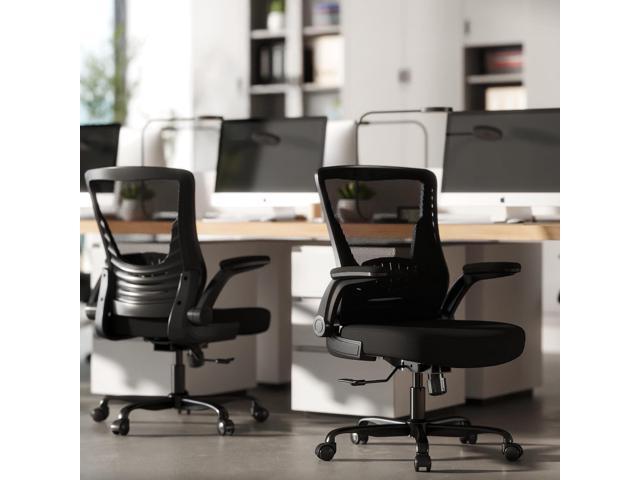 Office Chair Ergonomic Desk Chair with Comfy Mesh, Adjustable Height and Computer Use, for Home Office, Featuring Silent Wheel and Flip-Up...