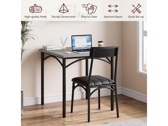 Dining Table Set,Kitchen Table and Chairs for 2,Metal and Wood Square Dining Room Table Set with 2 Upholstered Chairs,3 Piece Dining Table Set for...