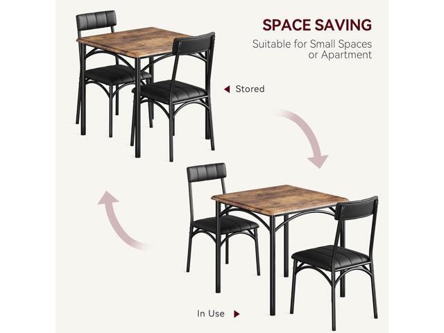 Dining Table Set, Kitchen Table and Chairs for 2, Metal and Wood Square Dining Room Table Set with 2 Upholstered Chairs,3 Piece Dining Table Set...