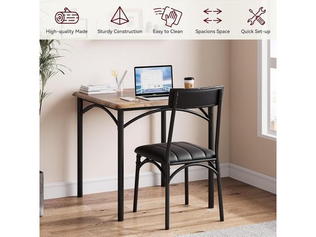 Dining Table Set, Kitchen Table and Chairs for 2, Metal and Wood Square Dining Room Table Set with 2 Upholstered Chairs,3 Piece Dining Table Set...