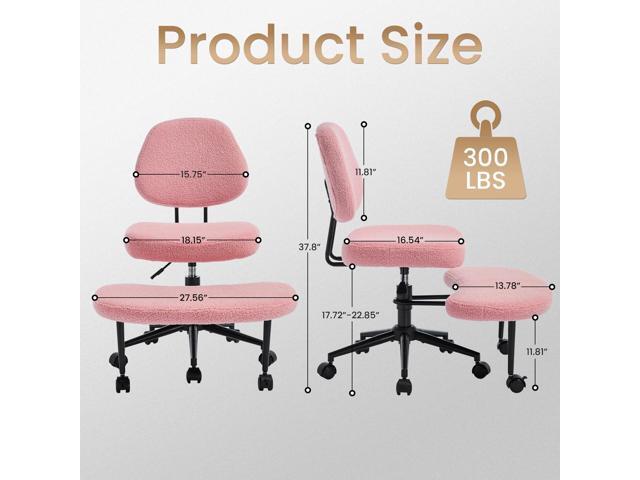 Cross Legged Office Chair, Meditation Yoga ADHD Ergonomic Kneeling Chair with Brake Wheels, Adjustable Height, Lumbar Support, Pink