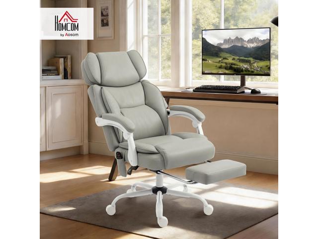 HOMCOM Massage Office Chair with Lumbar Heat, Ergonomic Executive Desk Chair with Adjustable Headrest, 6 Points Vibration, High Back, Reclining,...