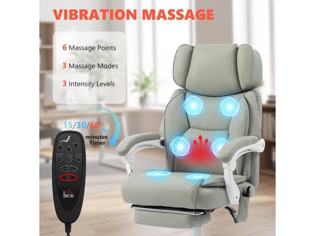 HOMCOM Massage Office Chair with Lumbar Heat, Ergonomic Executive Desk Chair with Adjustable Headrest, 6 Points Vibration, High Back, Reclining,...