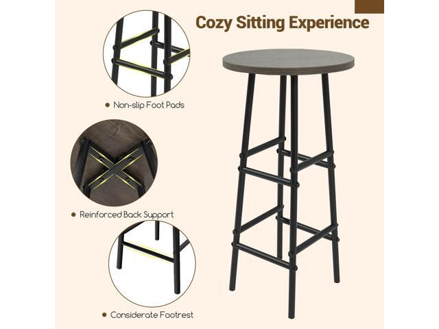 Giantex 3 Pieces Bar Table and Stools Set, Bistro Table Set with Glass Holder, 2 Tier Wine Rack & Storage Shelves, Kitchen Counter Table with 2...