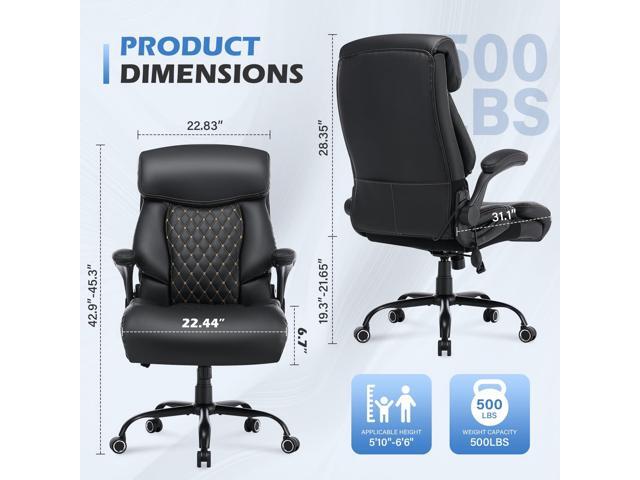 500LBS Big and Tall Office Chair,Comfy Heavy Duty Executive Chair with Adjustable Lumbar Support for Back Pain,High Back Desk Chair with Extra Wide...