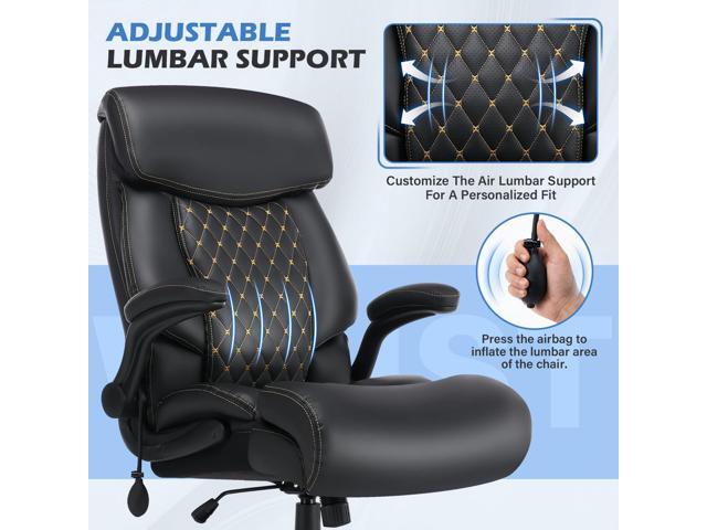 500LBS Big and Tall Office Chair,Comfy Heavy Duty Executive Chair with Adjustable Lumbar Support for Back Pain,High Back Desk Chair with Extra Wide...
