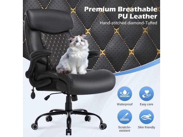500LBS Big and Tall Office Chair,Comfy Heavy Duty Executive Chair with Adjustable Lumbar Support for Back Pain,High Back Desk Chair with Extra Wide...