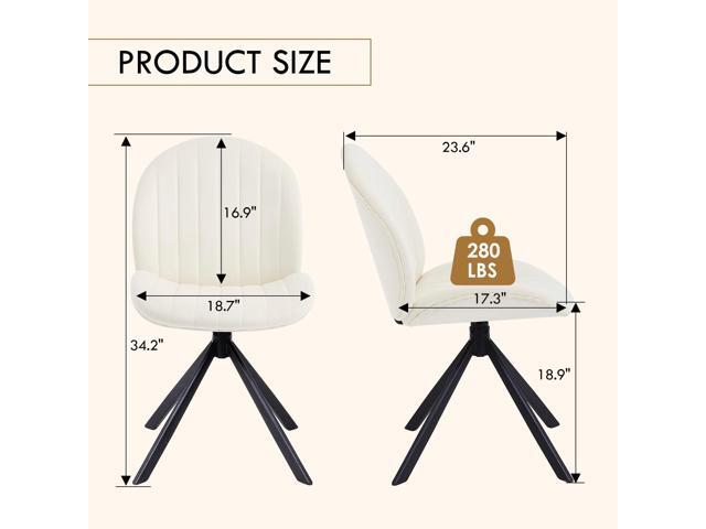 19' Velvet Swivel Office Chair No Wheels, Armless Upholstered Criss Cross Desk Chair, Modern Vanity Chair for Bedroom Home Office, Cream