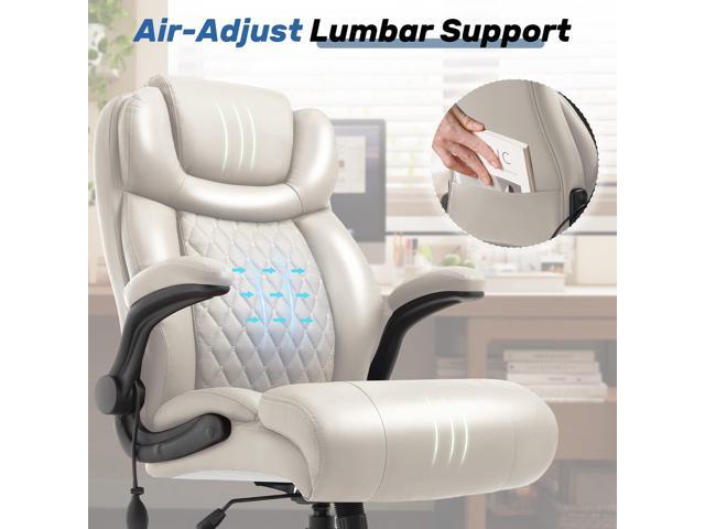 550LBS Big and Tall Office Chair, Comfy Heavy Duty Executive Chair with Adjustable Lumbar Support Double Spaces Casters, PU Extra Wide Seat...