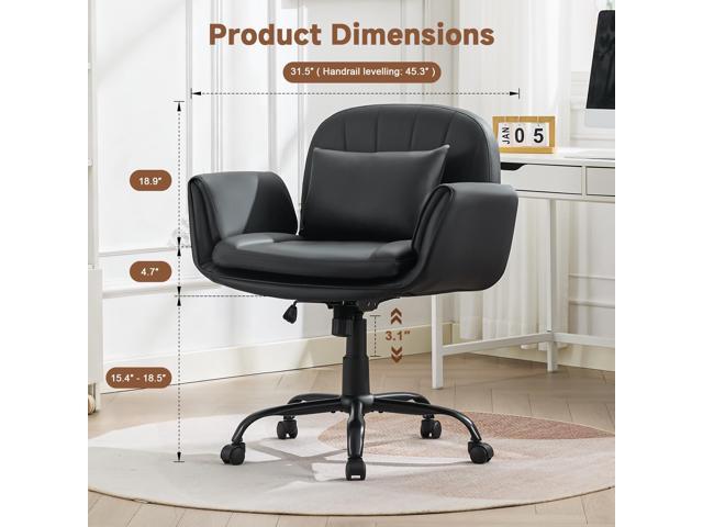 Criss Cross Chair with Armrests & Wheels, Adjustable PU Leather Vanity Chair, Comfortable Swivel Desk Chair, Computer Office Chair for Home,...