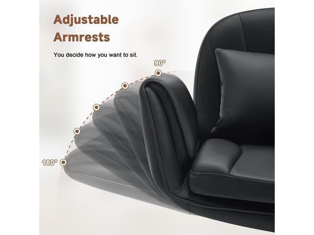 Criss Cross Chair with Armrests & Wheels, Adjustable PU Leather Vanity Chair, Comfortable Swivel Desk Chair, Computer Office Chair for Home,...